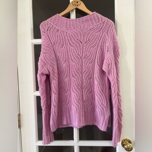 J. Crew Sweater  Pink Pointelle  Knit Mock Neck - Size S